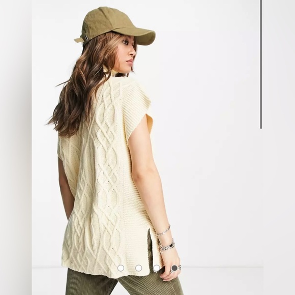 ASOS Sweaters - (NWT) ASOS Cream Oversized Mockneck Sweater Vest. Size 12